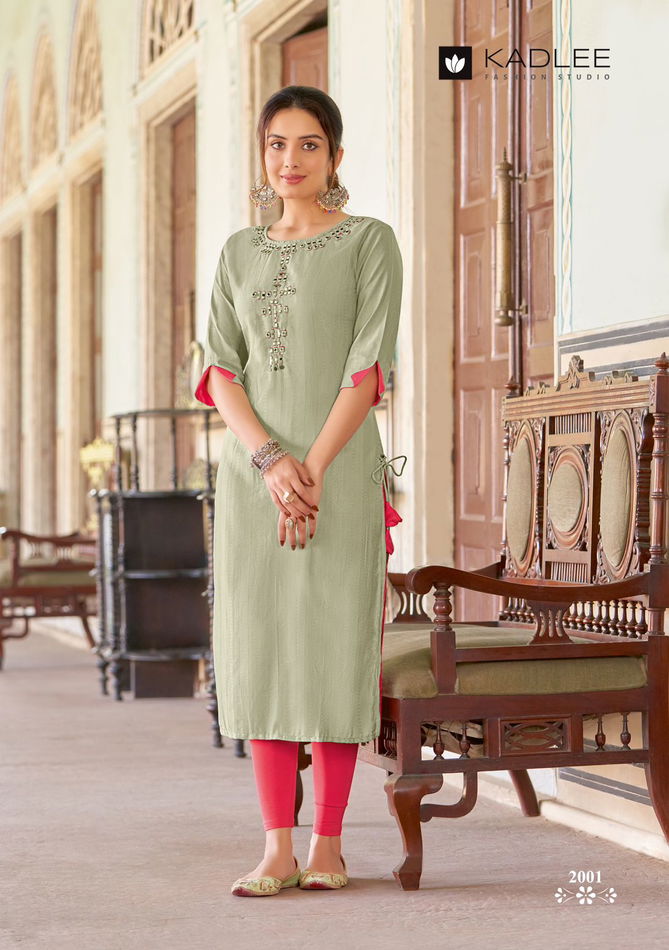 Ragini By Kadlee Rayon Weaving Designer Kurtis Wholesale Market In Surat
